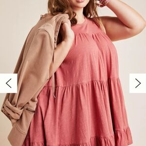Anthropologie Sleeveless Tiered Tunic in Rose and Taupe